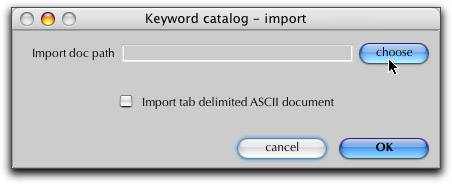 Image Info Toolkit Keyword Catalog import menu step 2