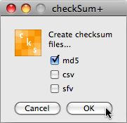 Checksum+ dialogue to create checksum