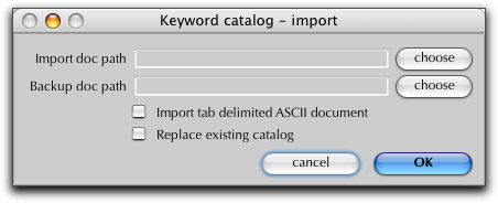 Image Info Toolkit Keyword Catalog - Importing over existing catalog